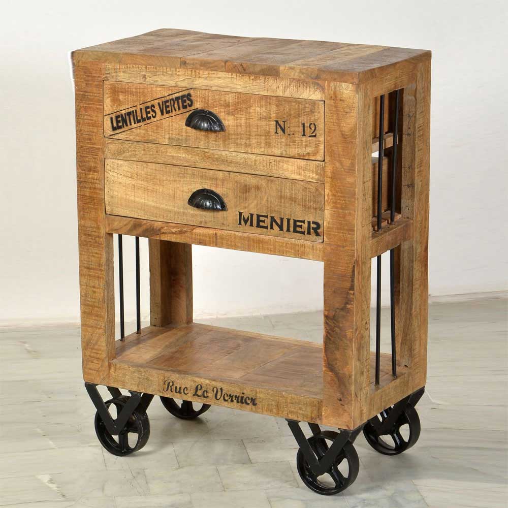 Pharao24.de Rollkommode aus Mango Massivholz Loft Style