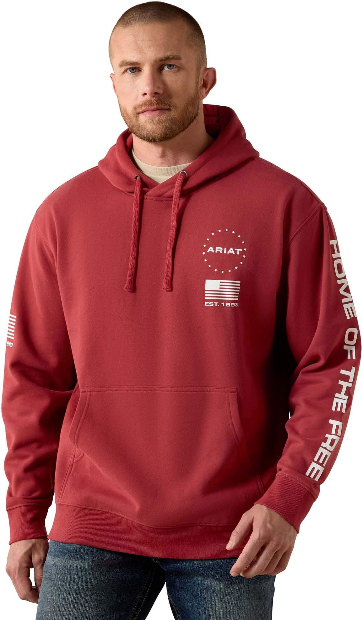 Men's Sponsor Patriot Hoodie in Brick Red, Size: Small by Ariat