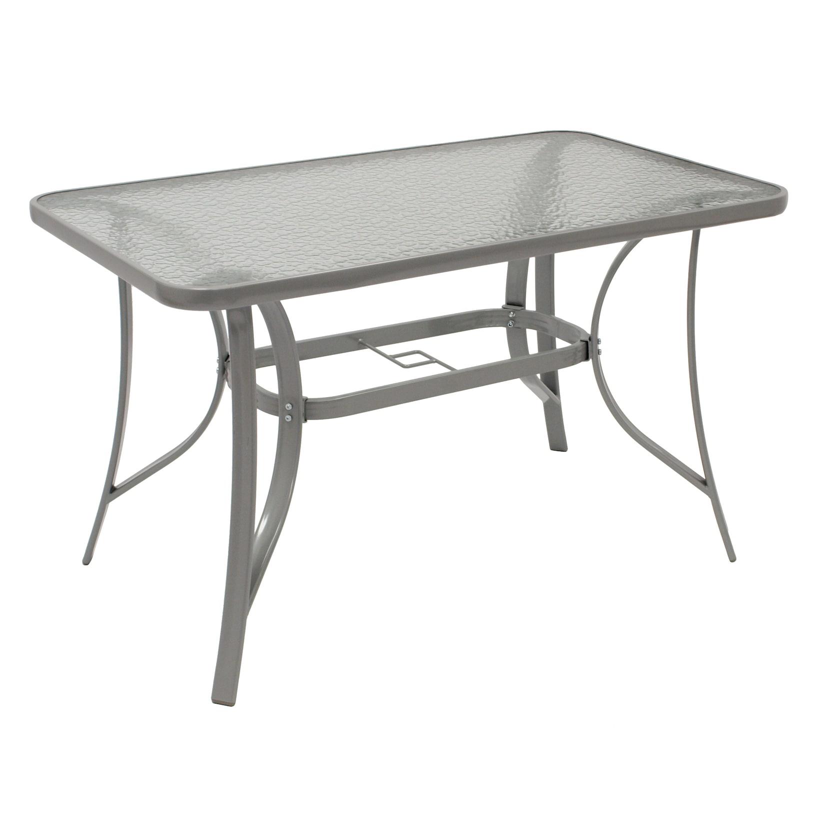 Gartentisch 120x70cm, Metall grau + Glas