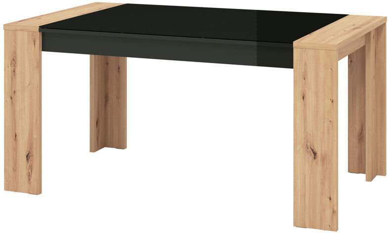 Union Rustic Mazin Rectangular Glass Top Dining Table Black/Oak