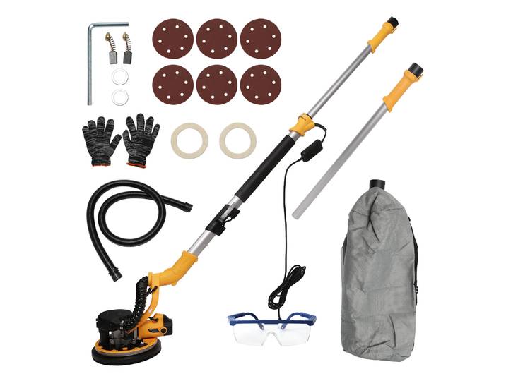 Ponceuse électrique pour cloisons sèches 1390W, machine à poncer les murs, 6 vitesses réglables, sans poussière, auto-aspirante, portable, pour le ponçage et le polissage