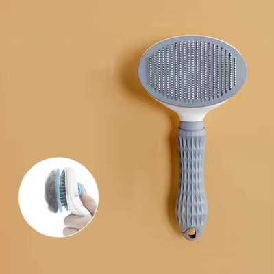 Happy Pet Pantry Self Cleaning Pet Grooming Brush For Dogs & Cats With Stainless Steel Deshedding Brush Pins black