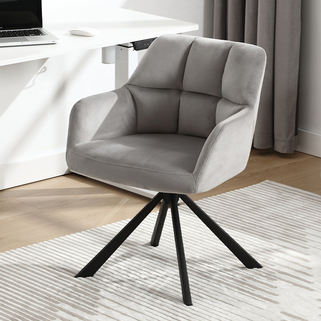 17 Stories Rohen Office Chair Upholstery Swivel Home Office Chair Ergonomic Desk Chair Grey 59cm W X 59cm D