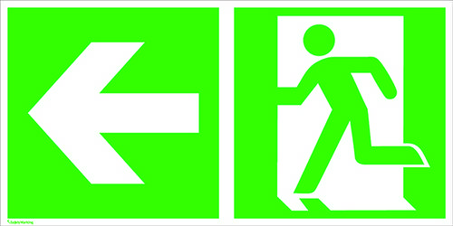 SafetyMarking Fluchtwegschild Aluminium Notausgang links, Richtungsangabe links 15.3030 (B x H) 600mm x 300mm ISO 7010 1St.