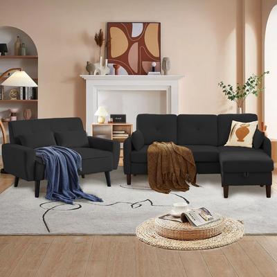Jarenie 3 Pieces Living Room Set with Storage Ottoman