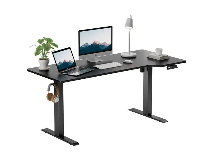 Devoko Bureau réglable en hauteur 160x70 cm Bureau en forme de L Hauteur réglable Électrique