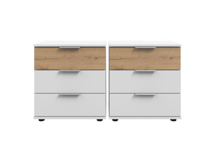 Wimex Gibraltar Nachtkonsole mit 3 Schubladen im 2er Set - Dekor weiß, Artisan Eiche Nachbildung Modern, Zeitlos