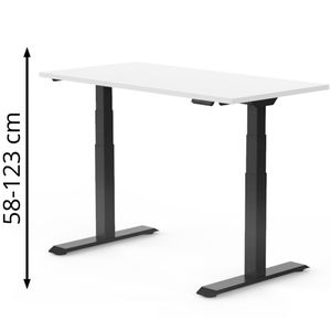 FlexiSpot Schreibtisch E7B 2026, weiß / schwarz, elektrisch höhenverstellbar, 140 x 58-123 x 80 cm