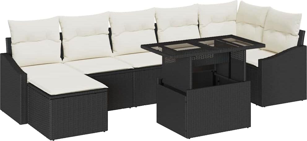 vidaXL Garten-Sofa-Set 8 stk. Schwarz und Creme
