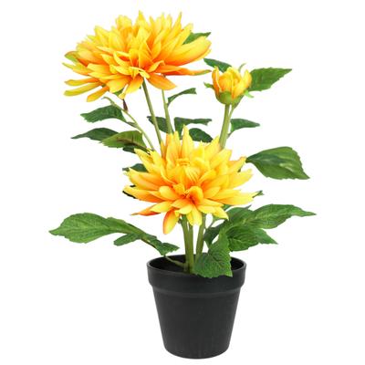 Kunstblume I.GE.A. "Chrysantheme im Topf 40cm", gelb, B:20cm H:40cm T:19cm, Polyester, Kunstpflanzen, Kunstpflanze Pflanze Blume künstlich Deko Herbstdeko Seidenblume