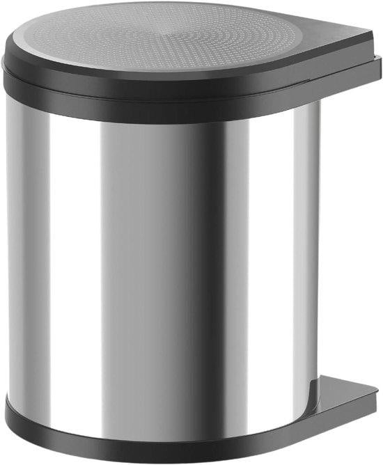 Hailo Inbouw Afvalbak met Draaiende Afvalemmer, 15 Liter, Zwart RVS