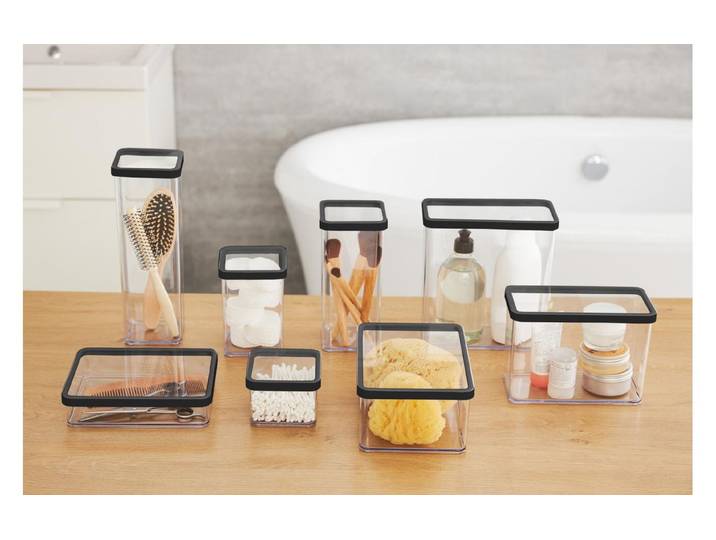 Vorratsdose ROTHO Set Premium Dosen 24 tlg. Loft 27 l , transparent (schwarz), H:4cm L:40cm, Kunststoff, Lebensmittelaufbewahrungsbehälter, Vorratsdose