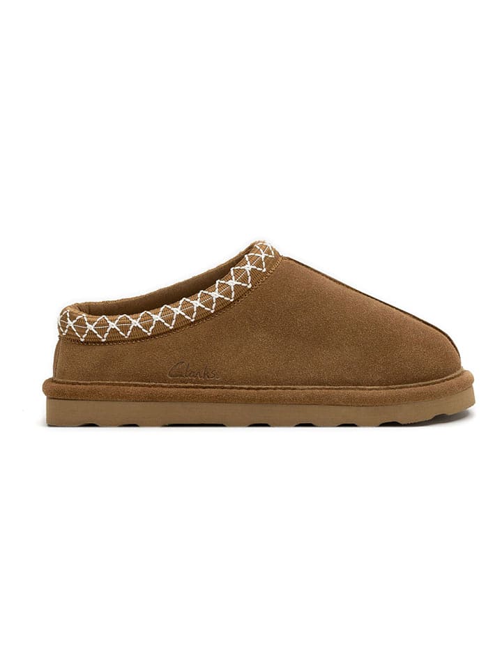 Clarks Leder-Hausschuhe in Hellbraun - 37