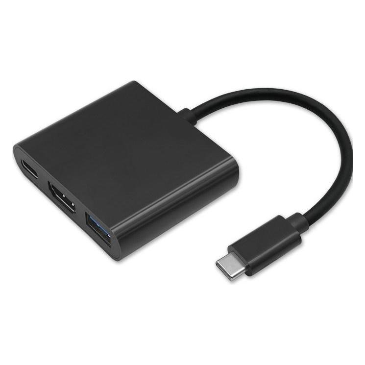 Qoltec Hub Adapter USB-C 3.1 3w1 | USB 3.0 | HDMI 4K | USB-C 3.1 PD 100W (USB-C, 3 Ports) (50430)