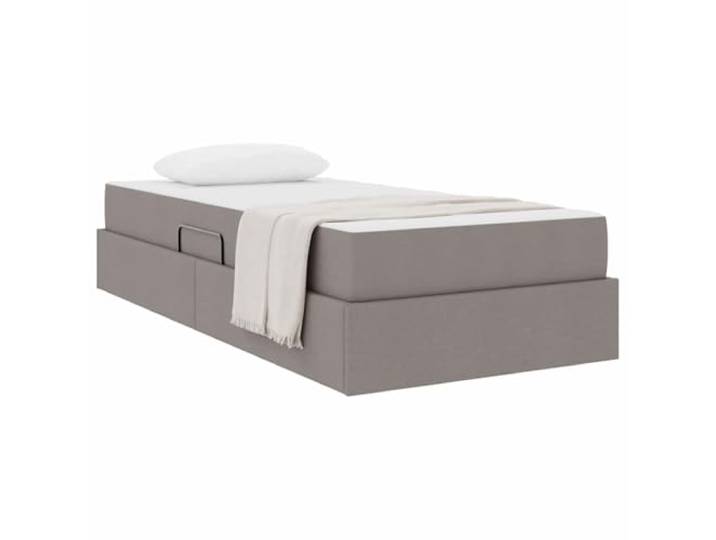 KTHLBRH Boxspringbett 100 x 200 cm mit Matratze Taupe Hydraulisches Heben, schwarzes Metallgestell, großer Stauraum