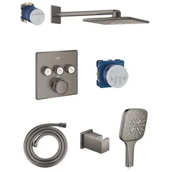 Grohe Duschsystem mit Thermostatarmatur gebürstet hard graphite GBAL9