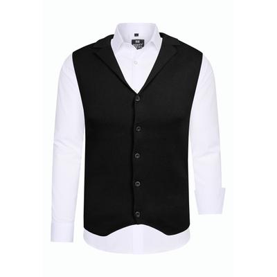 Langarmhemd RUSTY NEAL, Herren, Gr. 3XL, EURO-Größen, weiß, 60% Baumwolle, 37% Polyester, 3% Elasthan, mehrfarbig, Hemden, inklusive Langarmhemd und Weste