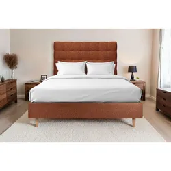 KOPFTEIL gepolstert - Gesteppt – Terrakotta-Bouclé-Stoff - 140 cm
