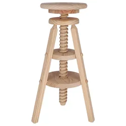 WellHome - Drehbarer Hocker aus Holz, unbehandelt 29x29x90 cm