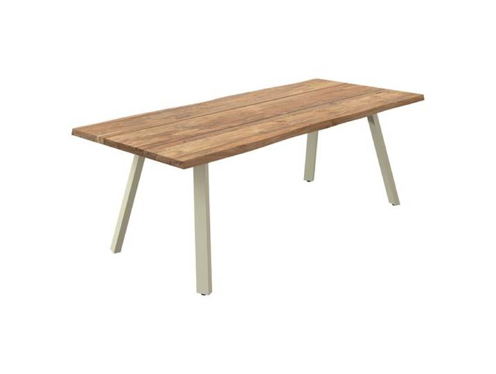 OUTLIV. Negara Gartentisch 220x100cm Edelstahl/Teak recycelt Baumkante Sand