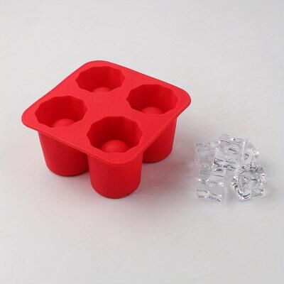 Universal Stock Silicone Ice Shot Glass Mold Tray Reusable Ice Cup Maker For Cocktails, Whiskey & Party Drinks red