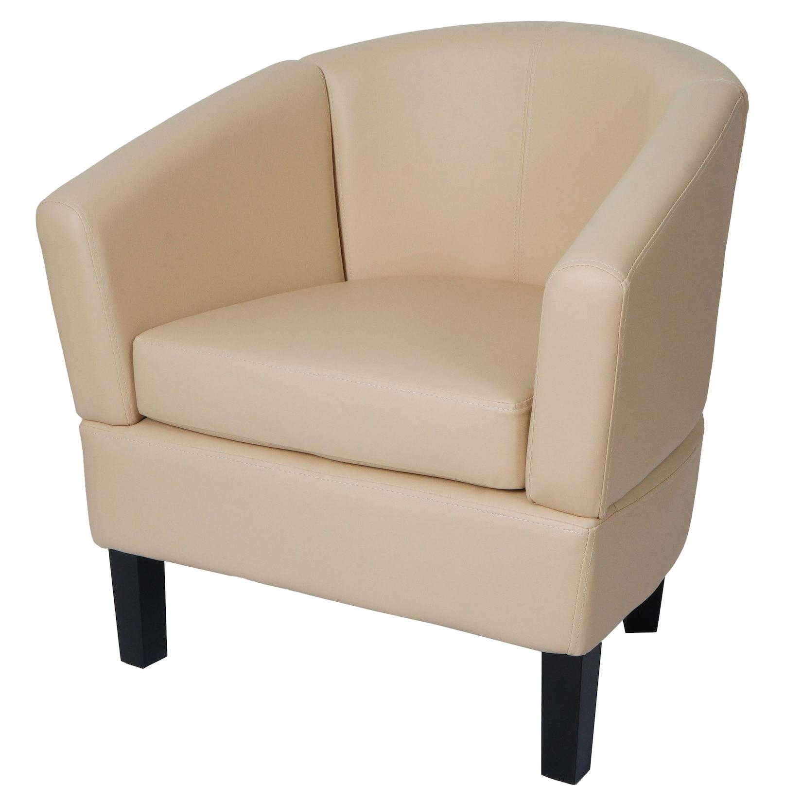 Lounge-Sessel MCW-O17, Sessel Clubsessel Cocktailsessel, MVG-zertifiziert Kunstleder ~ creme