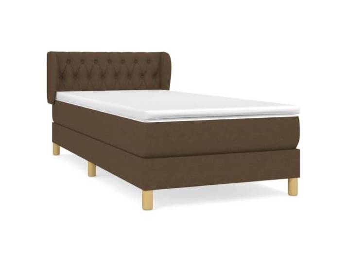 PUGYNBK Bett 100 x 200 cm, mit Taschenfederkernmatratze, Dunkelbraun Höhenverstellbares Kopfteil, mittlere Härte, atmungsaktiver Bezug, ideal zum Lesen oder Fernsehen