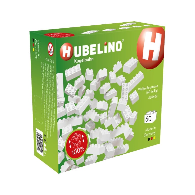 Hubelino bouwstenen wit - set van 60 stuks - compatibel constructiespeelgoed