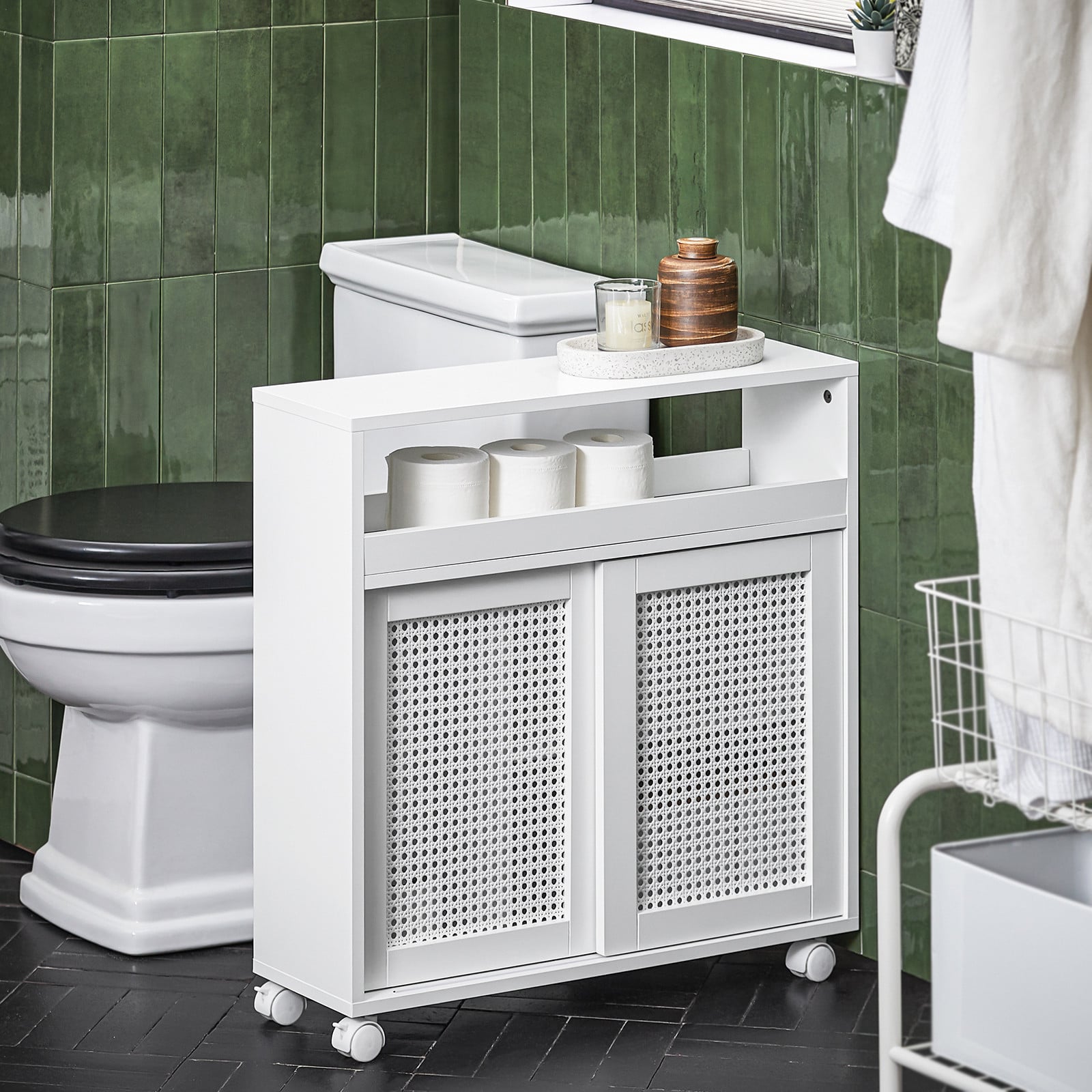 SoBuy BZR119-W Smalle opbergwagen met wielen voor keuken of badkamer