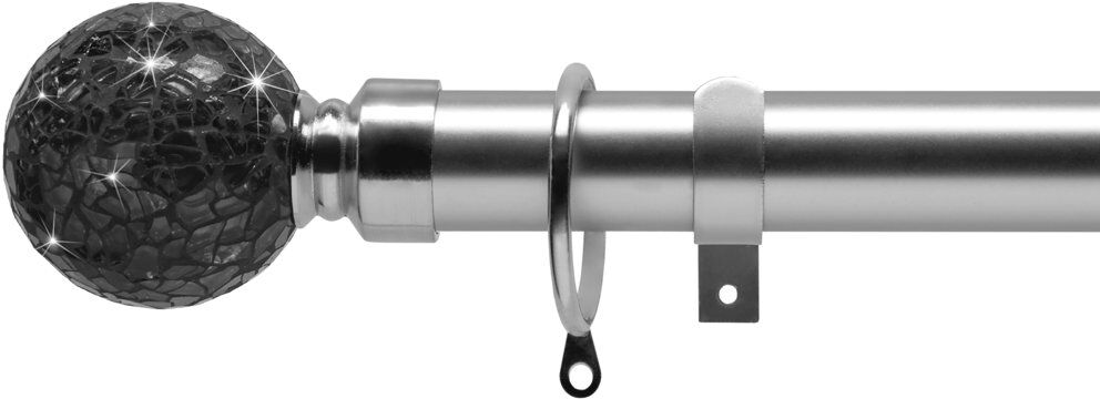Ebern Designs Mélanie Adjustable Curtain Pole Set Cracked Glass Black 6cm H x 300cm W x 6cm D