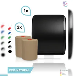 Blanc HYGIENIC SET: Handtuchrollenspender Autocut, Blanc Cosmos + 2 Handtuchrollen ECO Natural - PRODUKTSET