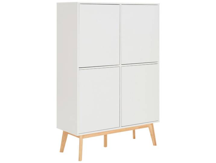 Mid.you Highboard, Weiß, Holz, Kautschukholz, massiv, 4 Fächer, 100x149x40 cm, Holzmöbel, Kleinmöbel Holz, Holzkommoden, Highboards Holz