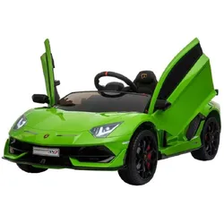 Es-toys Kinderfahrzeug – Elektro Auto “Lamborghini Aventador SVJ” – lizenziertMP3, Ledersitz + EVA
