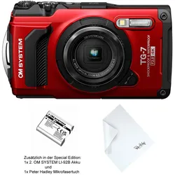 OM System TG-7 Special Edition rot Kamera inkl. 2. LI-92B Akku+PH Tuch