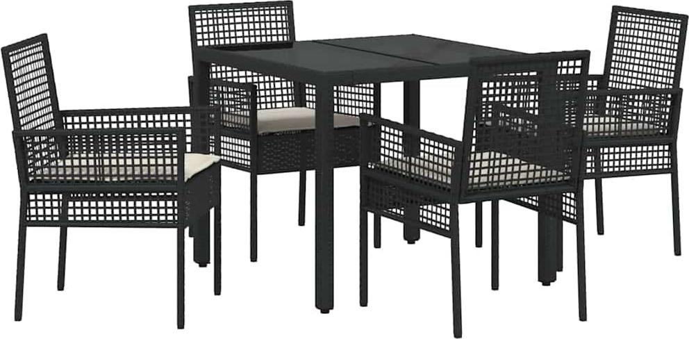 vidaXL Tuinset, 5-delig, zwart, polyrotan