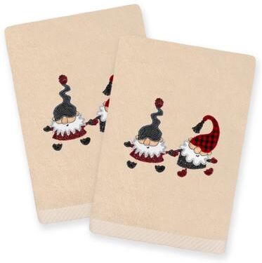 Authentic Hotel and Spa Christmas Gnomes 2 PC Hand Towel Set
