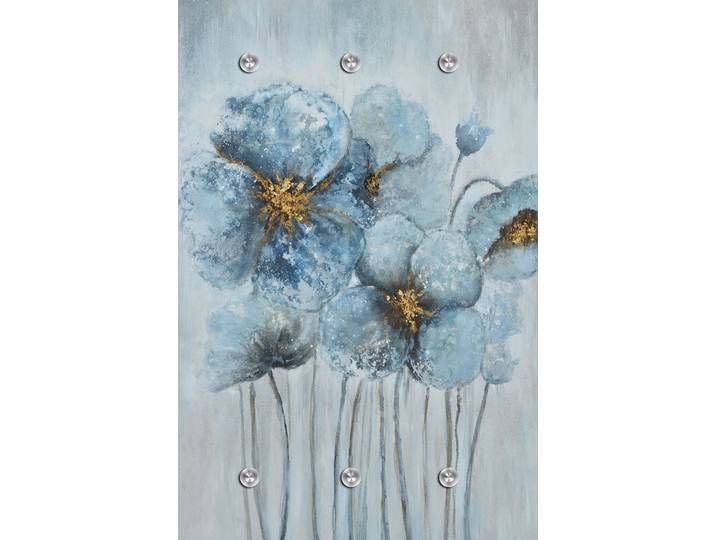 Garderobenpaneel QUEENCE Wandgarderobe mit Motiv Mohnblume inkl. Edelstahlhaken , blau, B:80cm H:120cm T:2,5cm, Acrylglas, Edelstahl, Garderobenpaneele, Garderobenpaneel, HD Premium Druck auf Acrylglas
