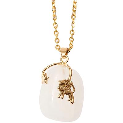 Kette mit Anhänger FIRETTI "Schmuck Geschenk Halsschmuck Anker/Halskette Sternzeichen Geburtsstein", gold (gelbgoldfarben), Halsketten, Damen, Löwe, Edelstahl, L: 50 B: 2mm, Made in Germany - mit Edelstein, B:2mm
