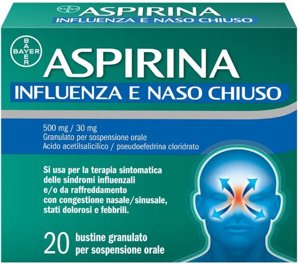 Bayer Aspirina Influenza E Naso Chiuso Antidolorifico 20 Bustine