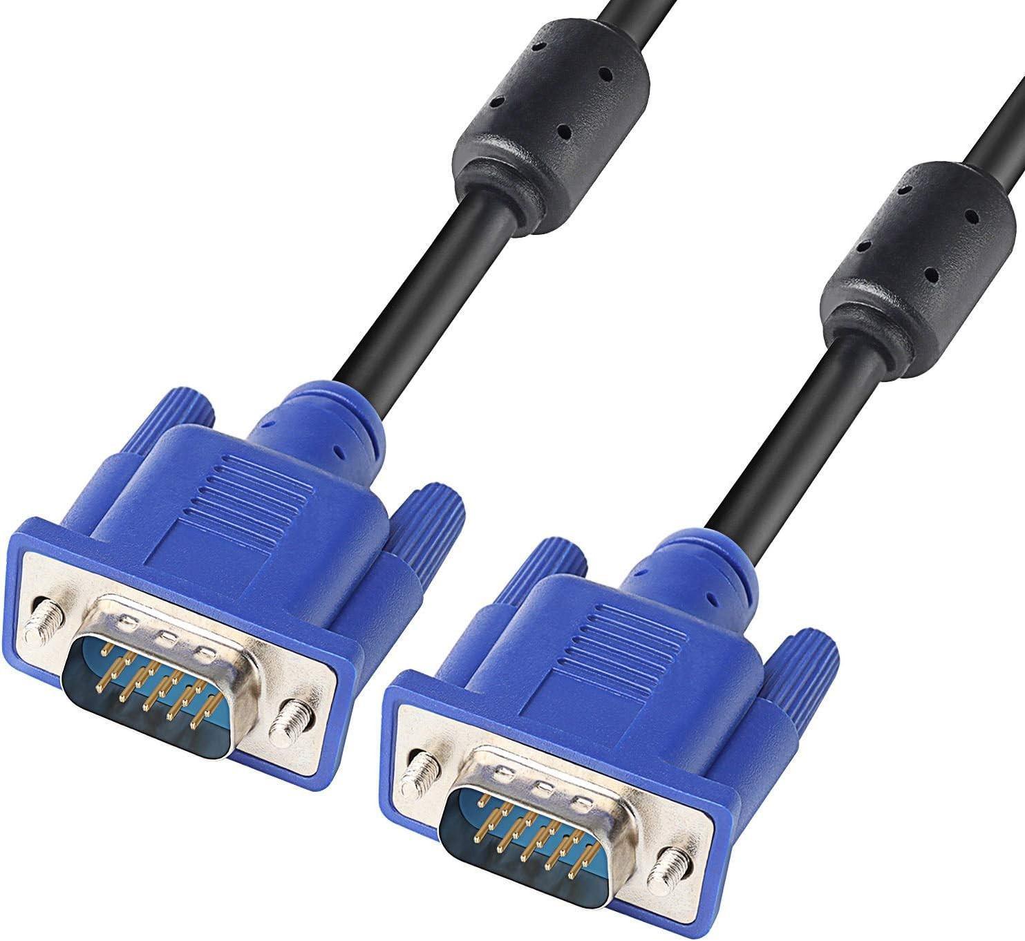 DrPhone HNV5 VGA-naar-VGA-kabel - HD15 mannelijk naar mannelijk met dubbele magnetische ring - 1080P - 1.5m - Zwart/Blauw