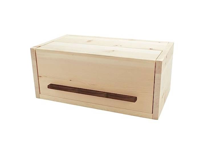 4betterdays Brotkasten Zirbenholz mit Klappdeckel 45 x 25 x 16 cm Vollholz, Nussholzgriff, Einlegegitter, Made in Austria, extra hoch, naturbelassen, platzsparend, für große Brotlaibe