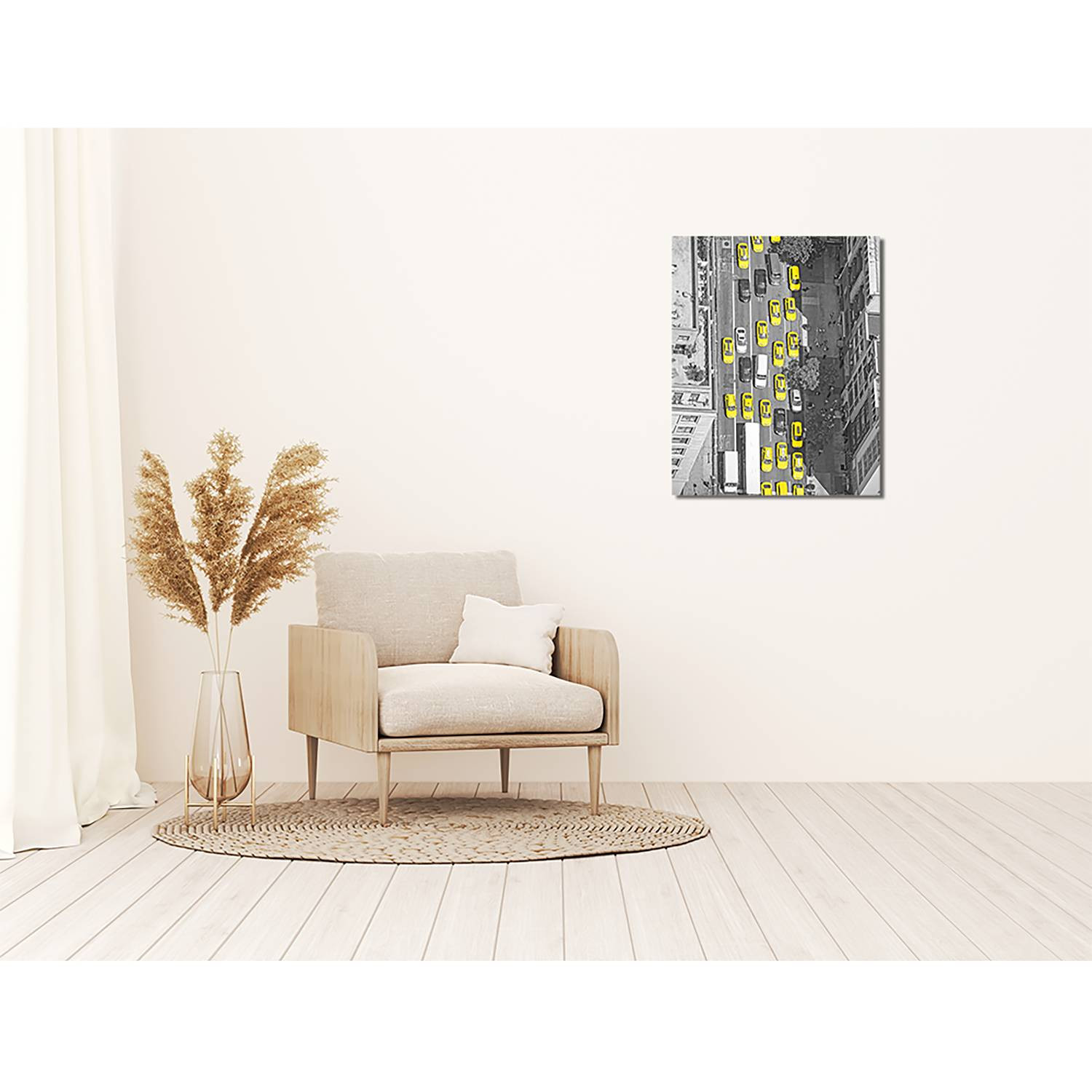 home24 New York taxis from above aluminium dibond wanddecoratie, multicolor, 40 x 50 cm