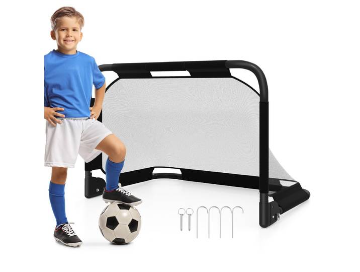 Opvouwbaar Voetbaldoel Pop-updoel voor Voetbal met Doelwand Opvouwbaar Doel met Verankeringssysteem en Robuust Metalen Frame