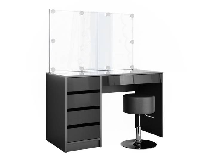 Coiffeuse Sherry 120cm avec miroir guirlande LED et tabouret Anthracite Vicco 36887