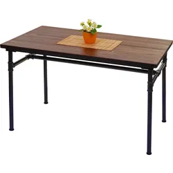 Esstisch MCW-H10b, Tisch Bistrotisch, Metall Ulme Holz Industrial Gastronomie MVG schwarz-braun 120x70cm