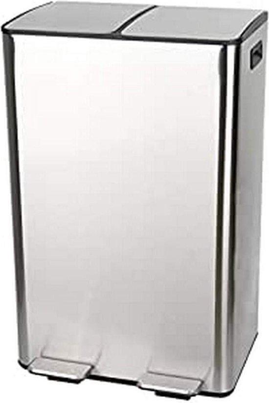 Abfalltrennsystem - Edelstahl-Pedalabfallbehälter 60 L (2x30L)