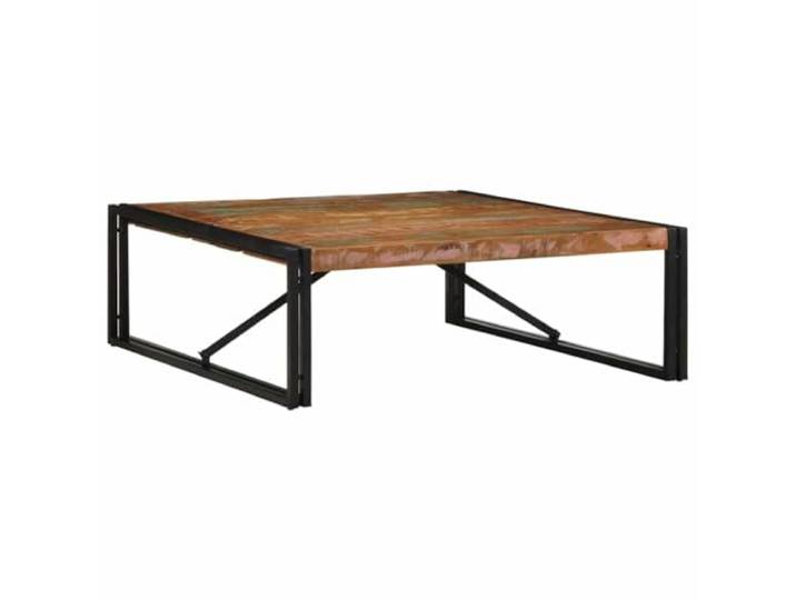 LASWWQMRF Couchtisch Altholz Massivholz 100x100x35 cm Quadratisch Quadratischer Beistelltisch für Wohnzimmer und Lounge, robustes Metallgestell kombiniert mit buntem Recyclingholz.