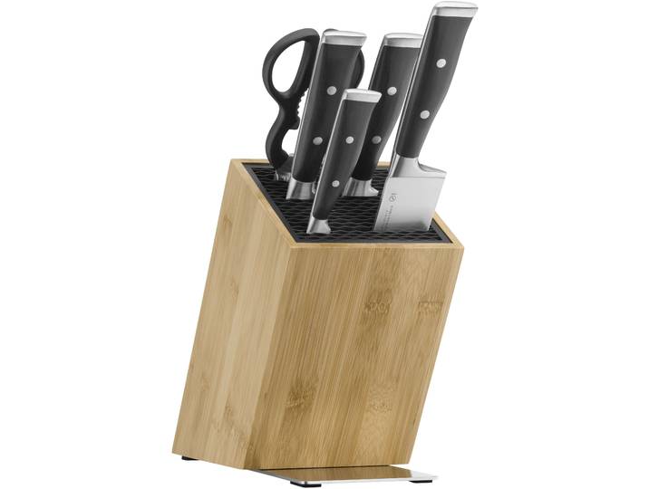 Messerblock WMF Grand Class , braun (edelstahl, braun), B:21cm H:35,5cm L:25,5cm, Messerblöcke, Messerblock, FlexTec Messerblock, handgeschmiedeter Spezialklingenstahl
