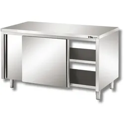 VM Europa Edelstahl Durchreicheschrank mit Zwischenboden - montiert: 80 x 70 cm
