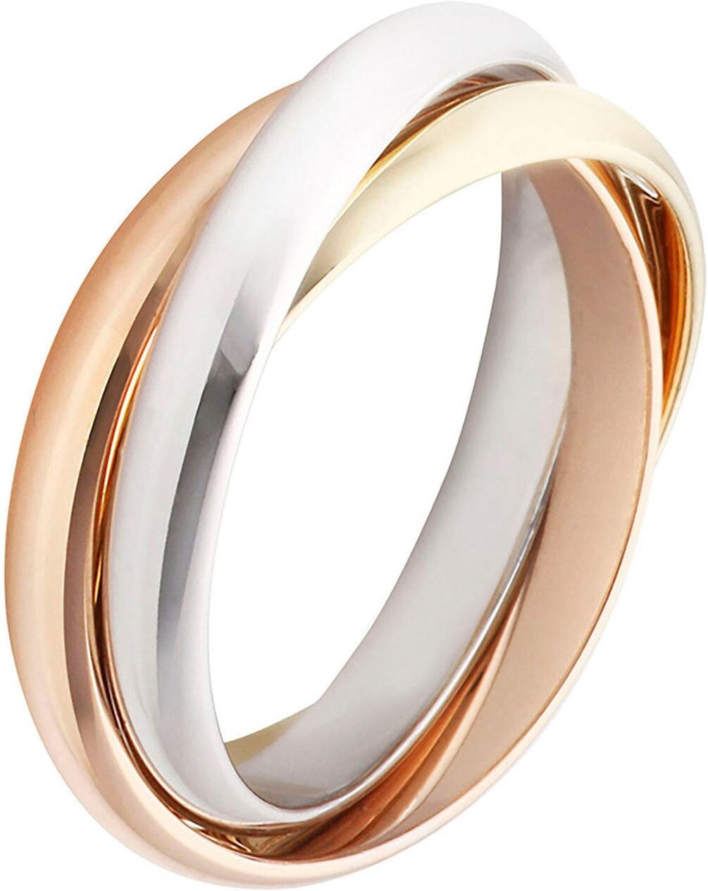 Goldring FIRETTI "Schmuck Geschenk Gold 375 verschlungene Tricolor-Optik" Gr. 56, rosa (gelbgoldfarben, weißgoldfarben, roségoldfarben), Fingerringe, Damen, 56, Gelbgold 375 Roségold 375 Weißgold 375, 2,5mm, Gelbgold 375, Roségold 375, Weißgold 375, Goldr